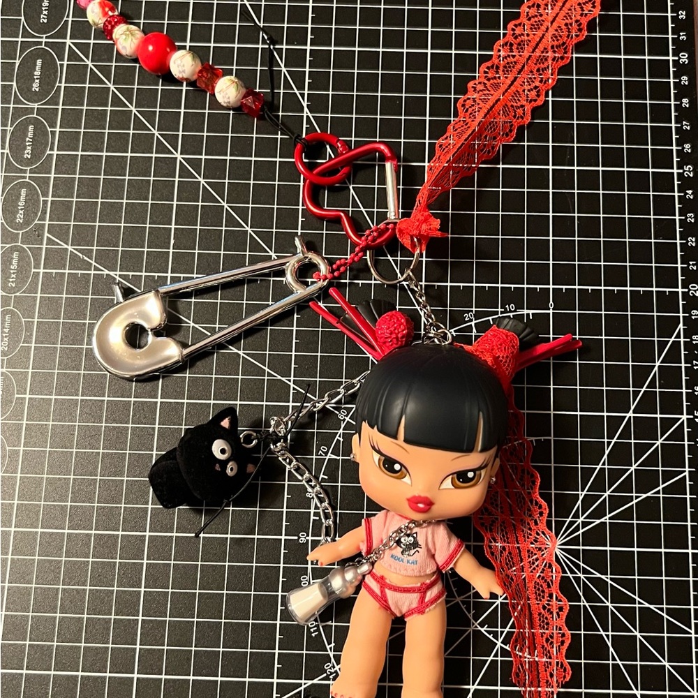 Charming Red and Black Doll Bag Charm